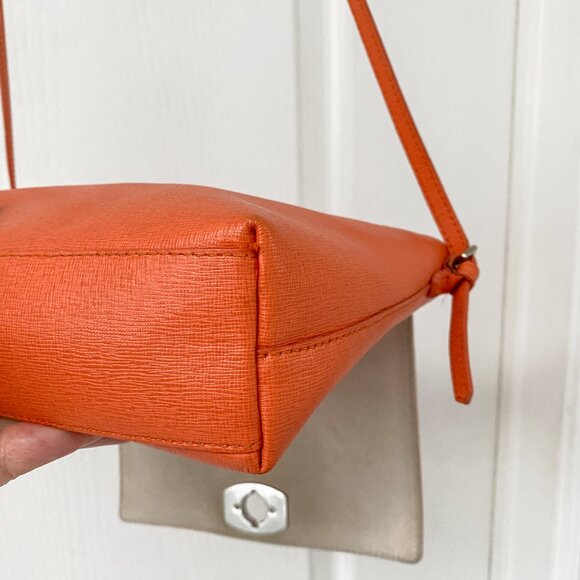 Furla - Appaloosa Pebbled Leather Cross Body Shoulder Bag - Orange - Picture 5 of 13